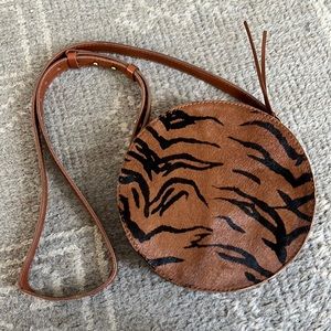 Madewell Tiger Stripe Print Pony Leather Crossbody Bag Purse
